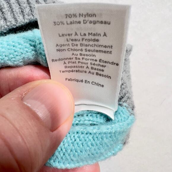 Talbots Crew Neck Sweater Woman's L 30% Lambswool Cable Knit Teal Grey Stripe - Picture 6 of 10